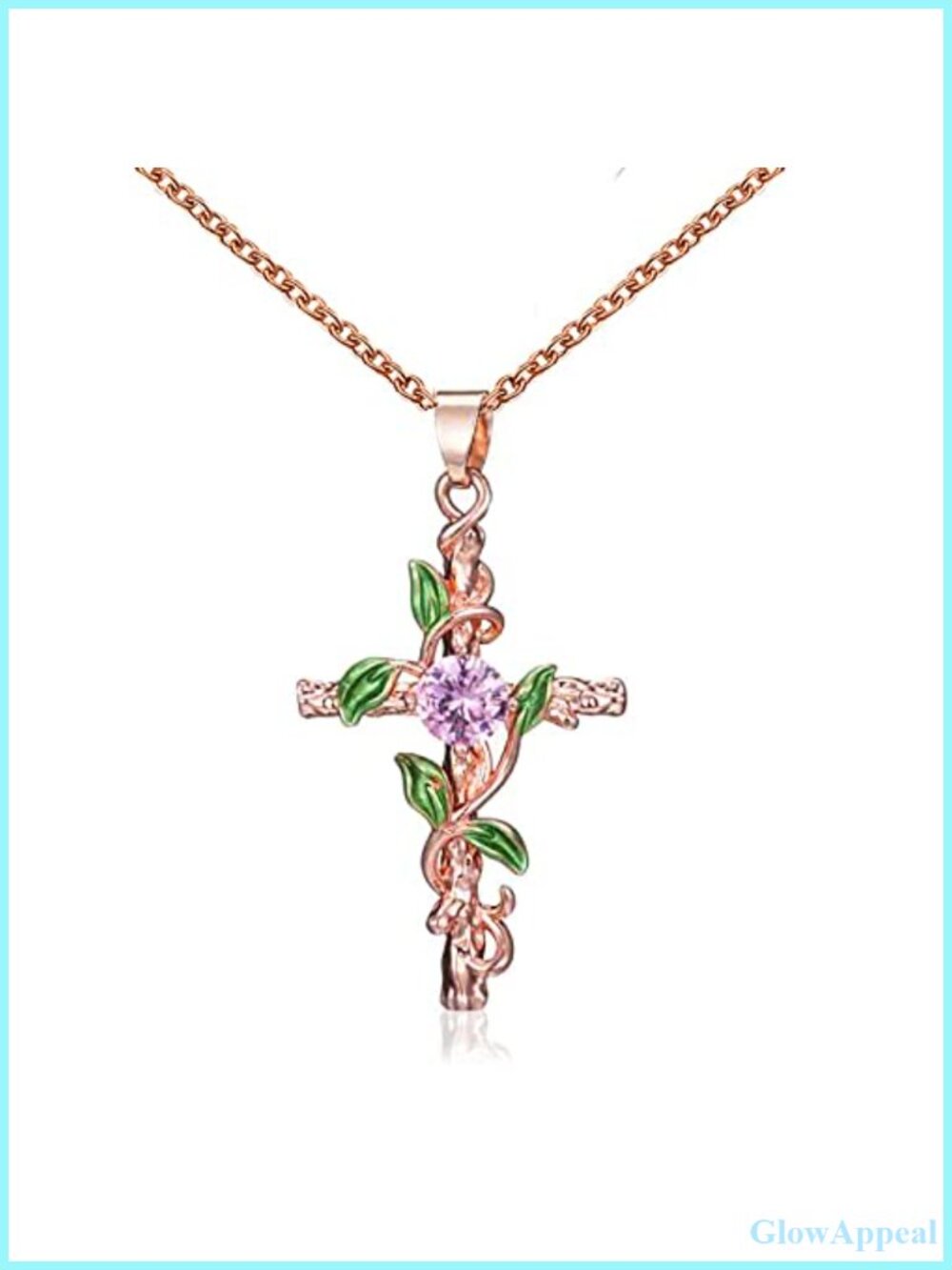 14k Gold Plated Crystal Cross Pendant Necklace Box Chain Religious Gift